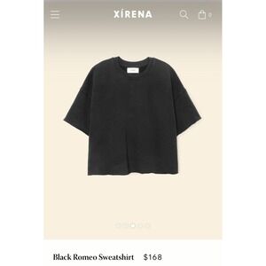 XIRENA Romeo Fleece sweatshirt. Black Small Pullover raw cut hem short sleeve.
